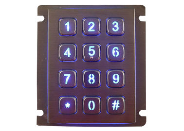 Bâti résistant de panneau de clavier numérique de vandale industriel numérique éclairé à contre-jour 12 clés IP67 imperméables