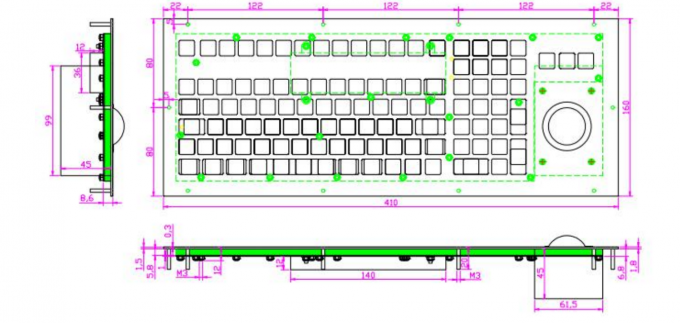Clavier de membrane IP67 industriel avec la boule de commande optique de commutateur d'Omron