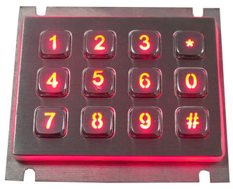 12 clavier numérique dynamique en métal d'USB IP65 de clés avec le vandale rouge ou bleu de contre-jour résistant