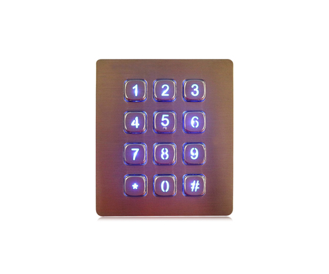 La disposition personnalisable Matrix de clavier numérique rétro-éclairé en métal IP65 connectent le pavé 12 numérique principal